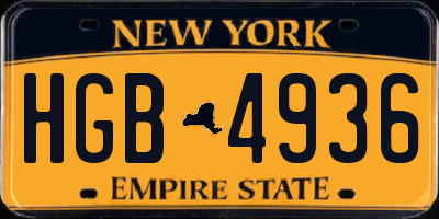 NY license plate HGB4936