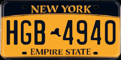 NY license plate HGB4940