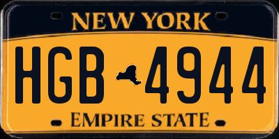NY license plate HGB4944