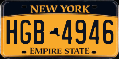 NY license plate HGB4946