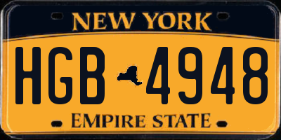 NY license plate HGB4948