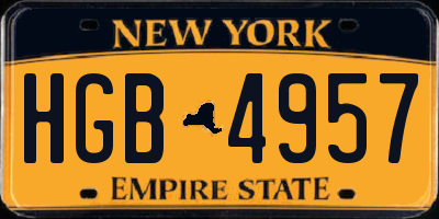 NY license plate HGB4957
