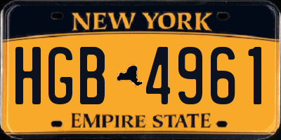 NY license plate HGB4961