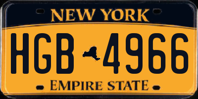 NY license plate HGB4966