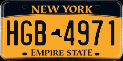 NY license plate HGB4971