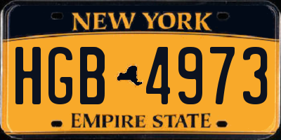 NY license plate HGB4973