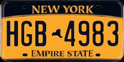 NY license plate HGB4983