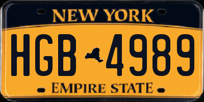 NY license plate HGB4989