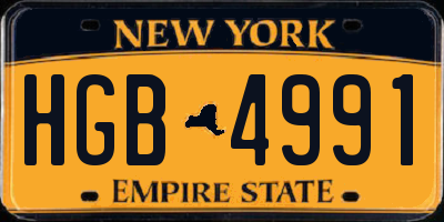 NY license plate HGB4991