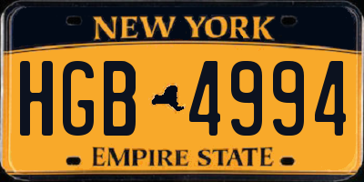 NY license plate HGB4994