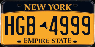 NY license plate HGB4999