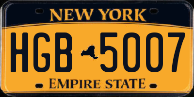 NY license plate HGB5007