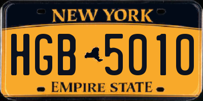 NY license plate HGB5010