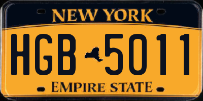 NY license plate HGB5011