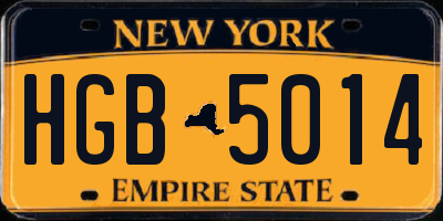 NY license plate HGB5014