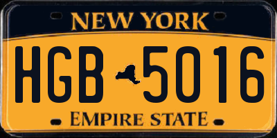 NY license plate HGB5016