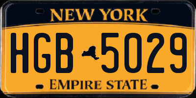 NY license plate HGB5029