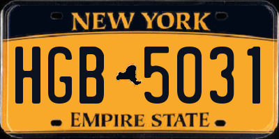 NY license plate HGB5031