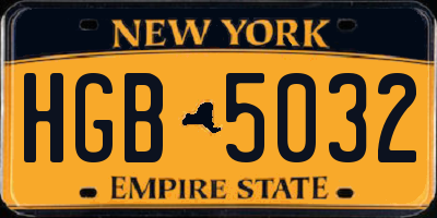 NY license plate HGB5032