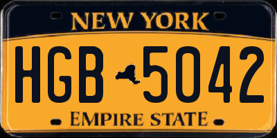 NY license plate HGB5042