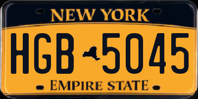 NY license plate HGB5045