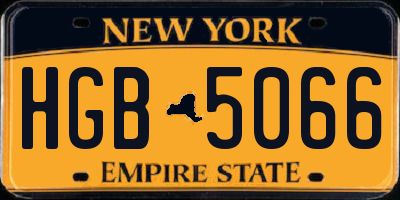 NY license plate HGB5066