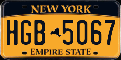 NY license plate HGB5067