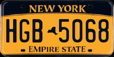 NY license plate HGB5068