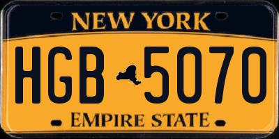 NY license plate HGB5070