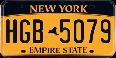 NY license plate HGB5079