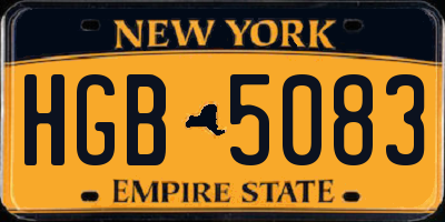 NY license plate HGB5083