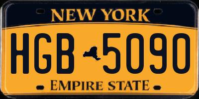 NY license plate HGB5090