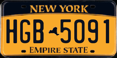 NY license plate HGB5091