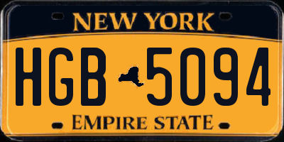 NY license plate HGB5094