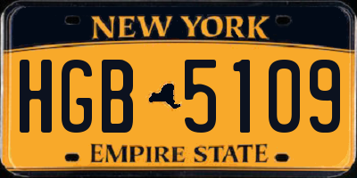 NY license plate HGB5109