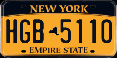 NY license plate HGB5110