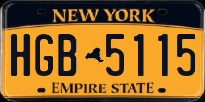 NY license plate HGB5115