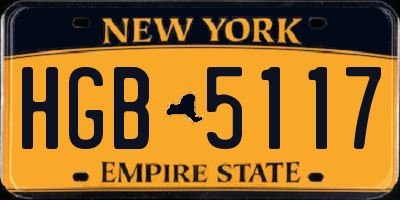 NY license plate HGB5117
