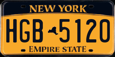NY license plate HGB5120