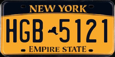 NY license plate HGB5121