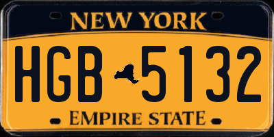 NY license plate HGB5132