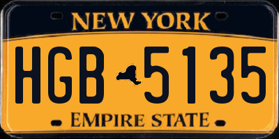 NY license plate HGB5135