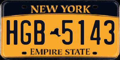 NY license plate HGB5143