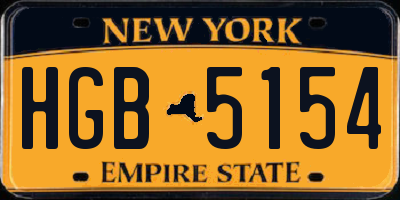NY license plate HGB5154