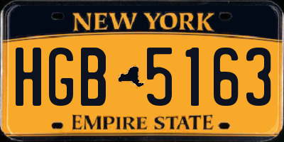 NY license plate HGB5163