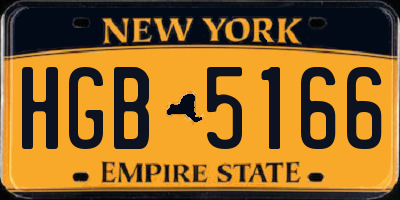 NY license plate HGB5166