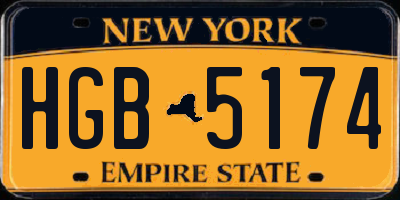 NY license plate HGB5174