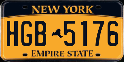 NY license plate HGB5176