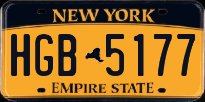 NY license plate HGB5177