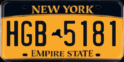 NY license plate HGB5181